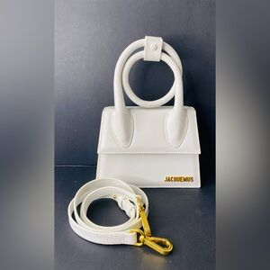 Jacquemus Le Chiquito Noeud Bag “The Knot” in White. Like New with Receipt.